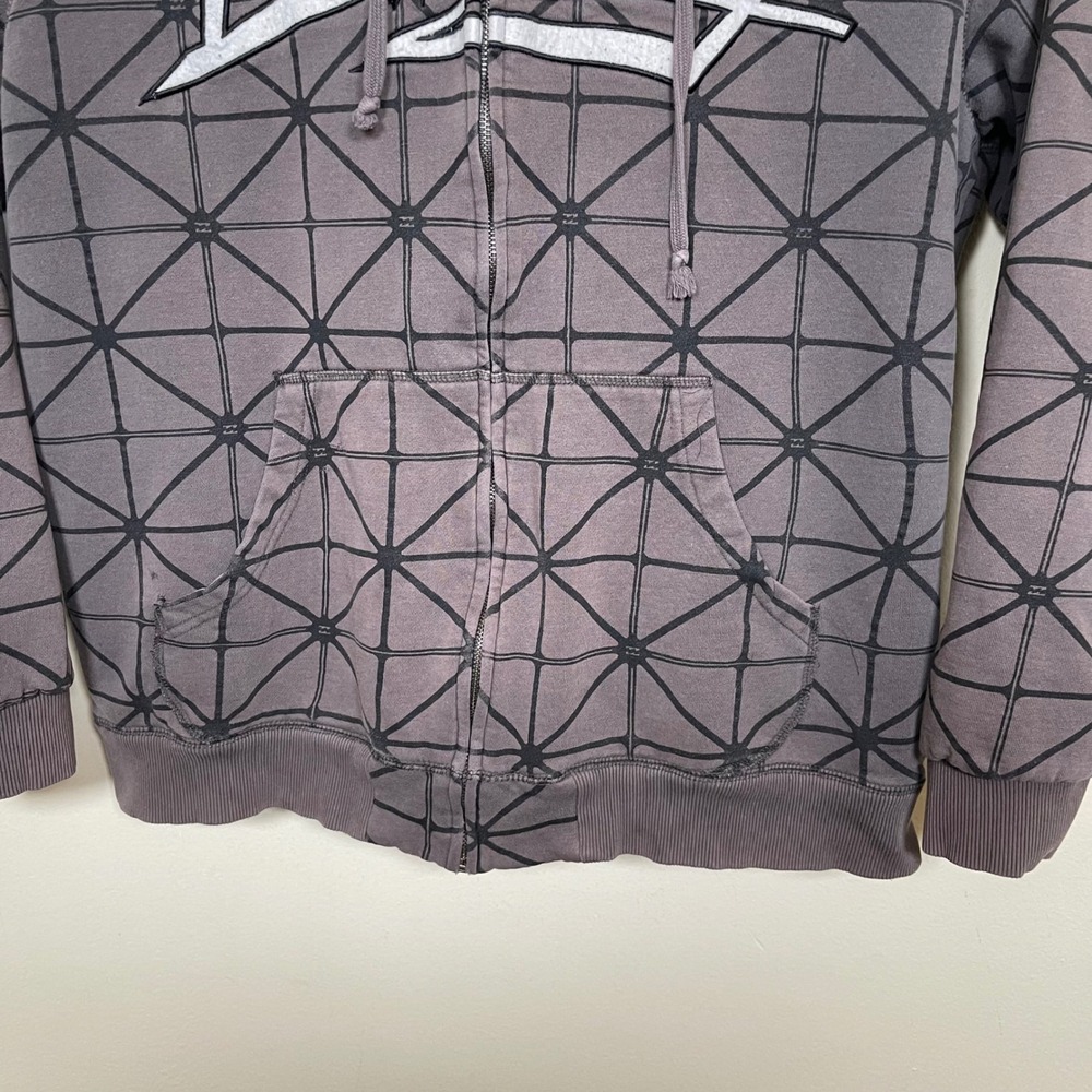 Vintage Billabong Mens Full Zip Geometric Hoodie XL Sherpa‎ Lined Y2K Surf Skate - Picture 4 of 10